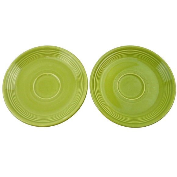 Vintage Fiesta Original Chartreuse Saucer Lot of 2 HLC Homer Laughlin Fiestaware - Picture 1 of 4